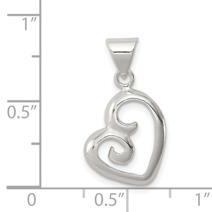 Lovely Rita's Pendants & Charms Sterling Silver Fancy Swirl Open Heart Pendant