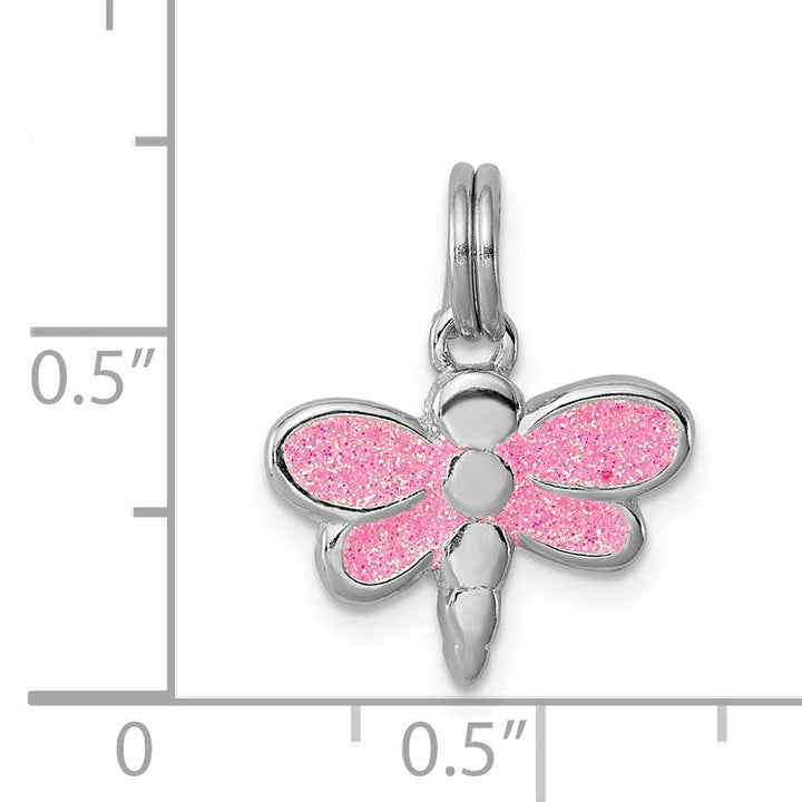 Lovely Rita's Pendants & Charms Sterling Silver Glitter Enamel Dragonfly Charm