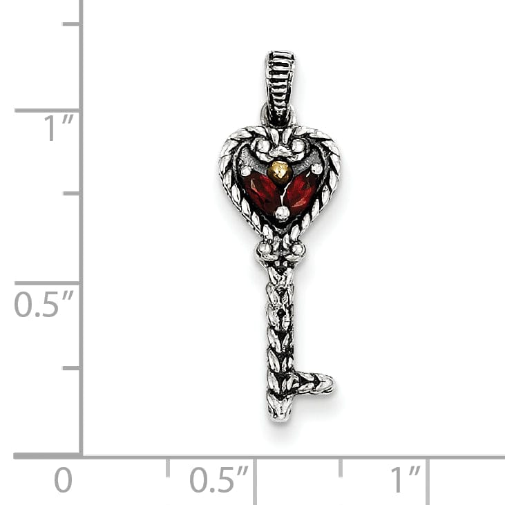 Shey Couture Pendants & Charms Sterling Silver Gold Carat Garnet Key Charm