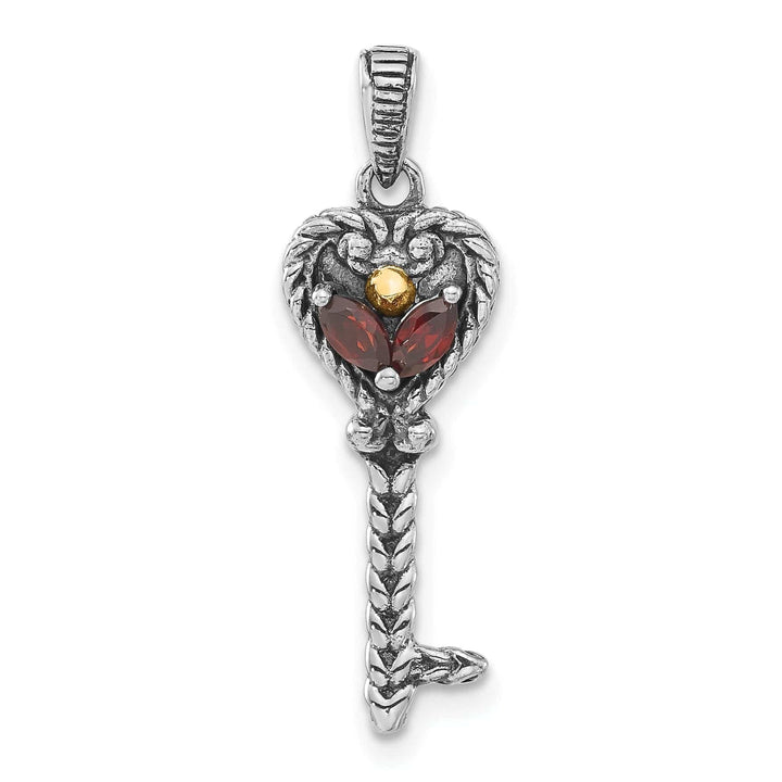 Shey Couture Pendants & Charms Sterling Silver Gold Carat Garnet Key Charm