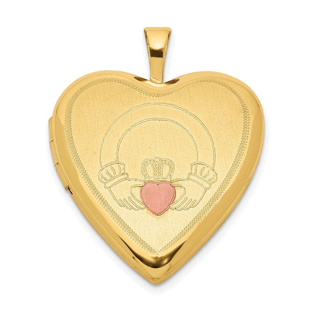Lovely Rita's Pendants & Charms Sterling Silver Gold-plated 20mm Claddagh Enameled Heart Locket