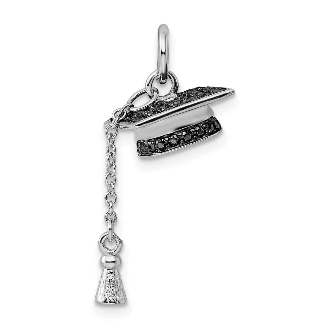 Lovely Rita's Pendants & Charms Sterling Silver Graduation Cap Black CZ Pendant