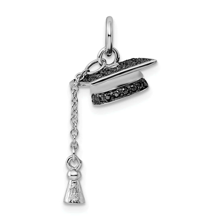 Lovely Rita's Pendants & Charms Sterling Silver Graduation Cap Black CZ Pendant