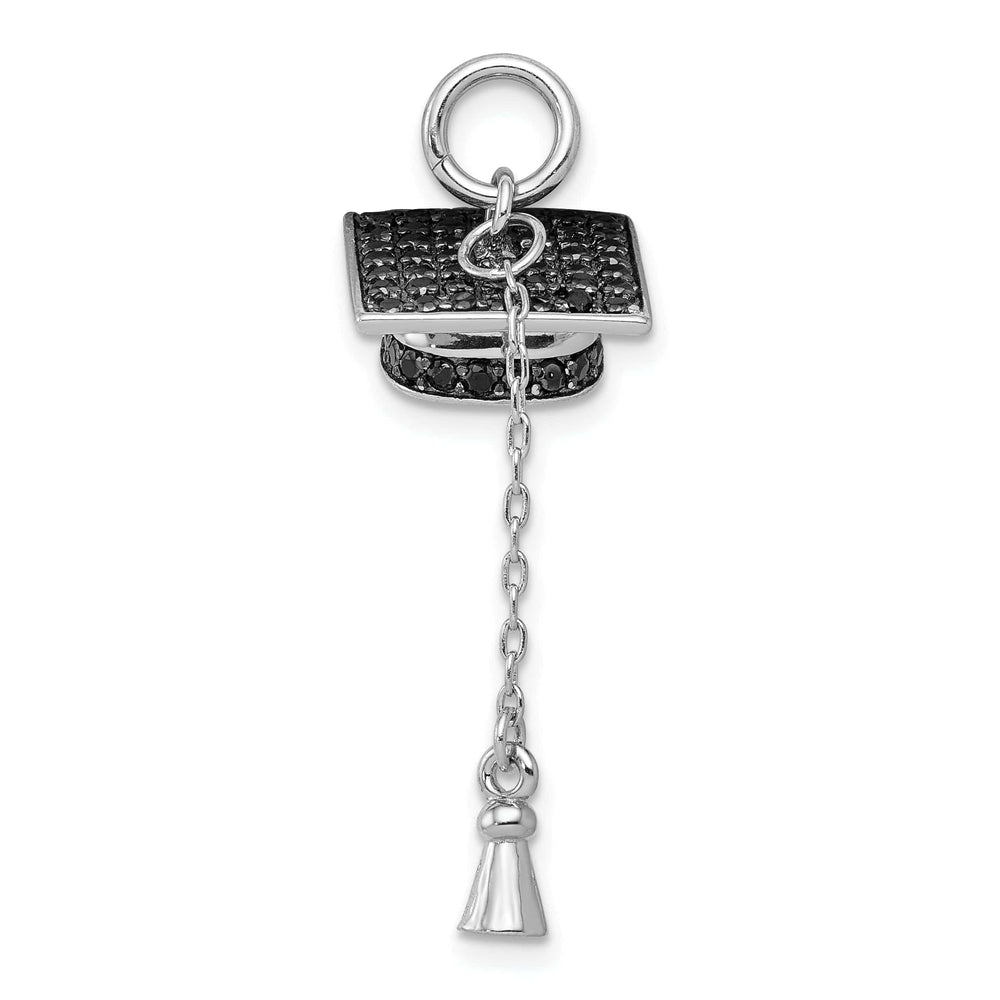 Lovely Rita's Pendants & Charms Sterling Silver Graduation Cap Black CZ Pendant