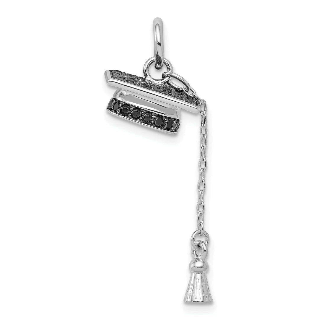 Lovely Rita's Pendants & Charms Sterling Silver Graduation Cap Black CZ Pendant