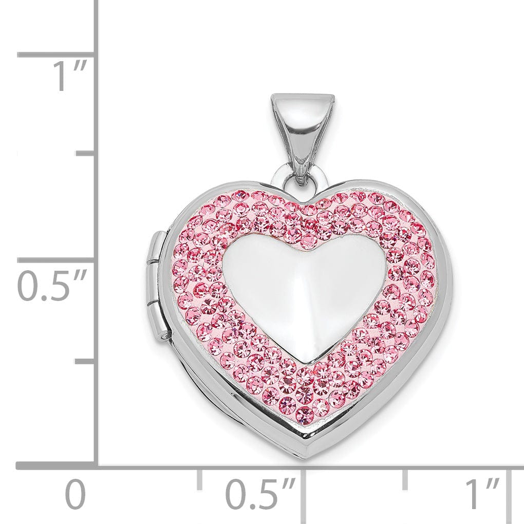 Lovely Rita's Pendants & Charms Sterling Silver Heart Light Rose Crystal Locket