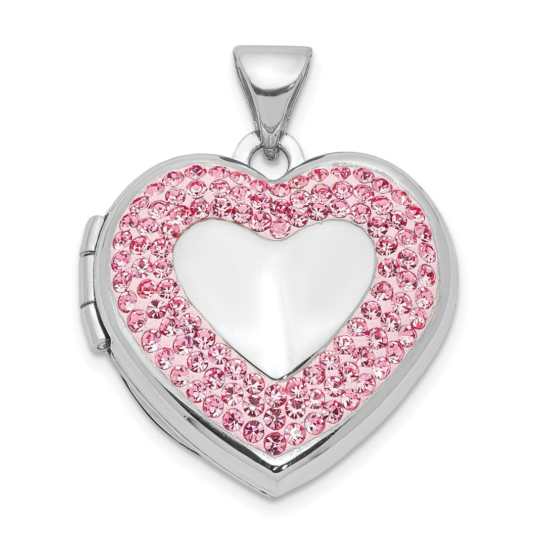 Lovely Rita's Pendants & Charms Sterling Silver Heart Light Rose Crystal Locket
