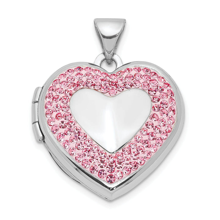 Lovely Rita's Pendants & Charms Sterling Silver Heart Light Rose Crystal Locket