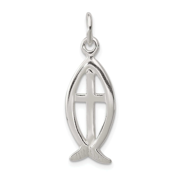 Lovely Rita's Pendants & Charms Sterling Silver Ichthus Fish Cross Charm
