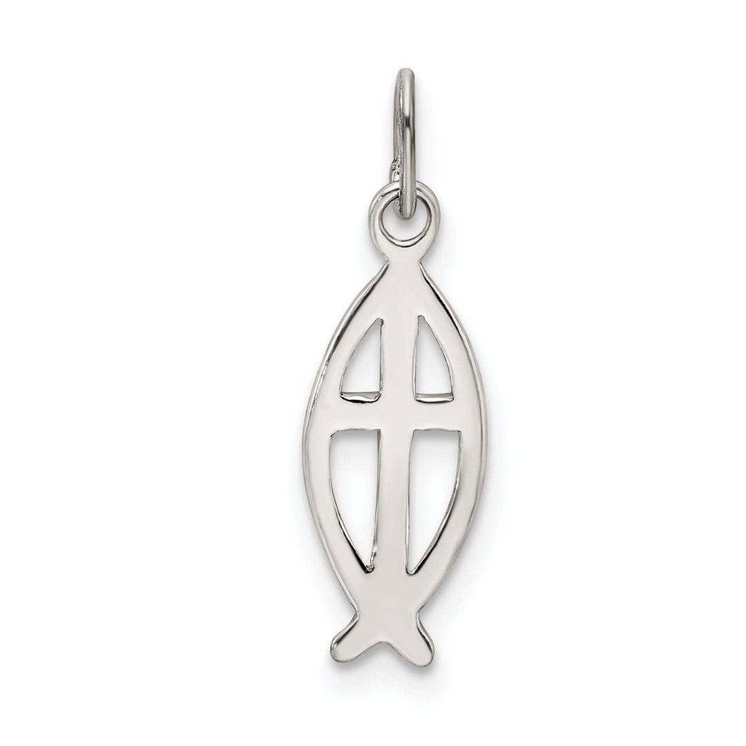 Lovely Rita's Pendants & Charms Sterling Silver Ichthus Fish Cross Charm