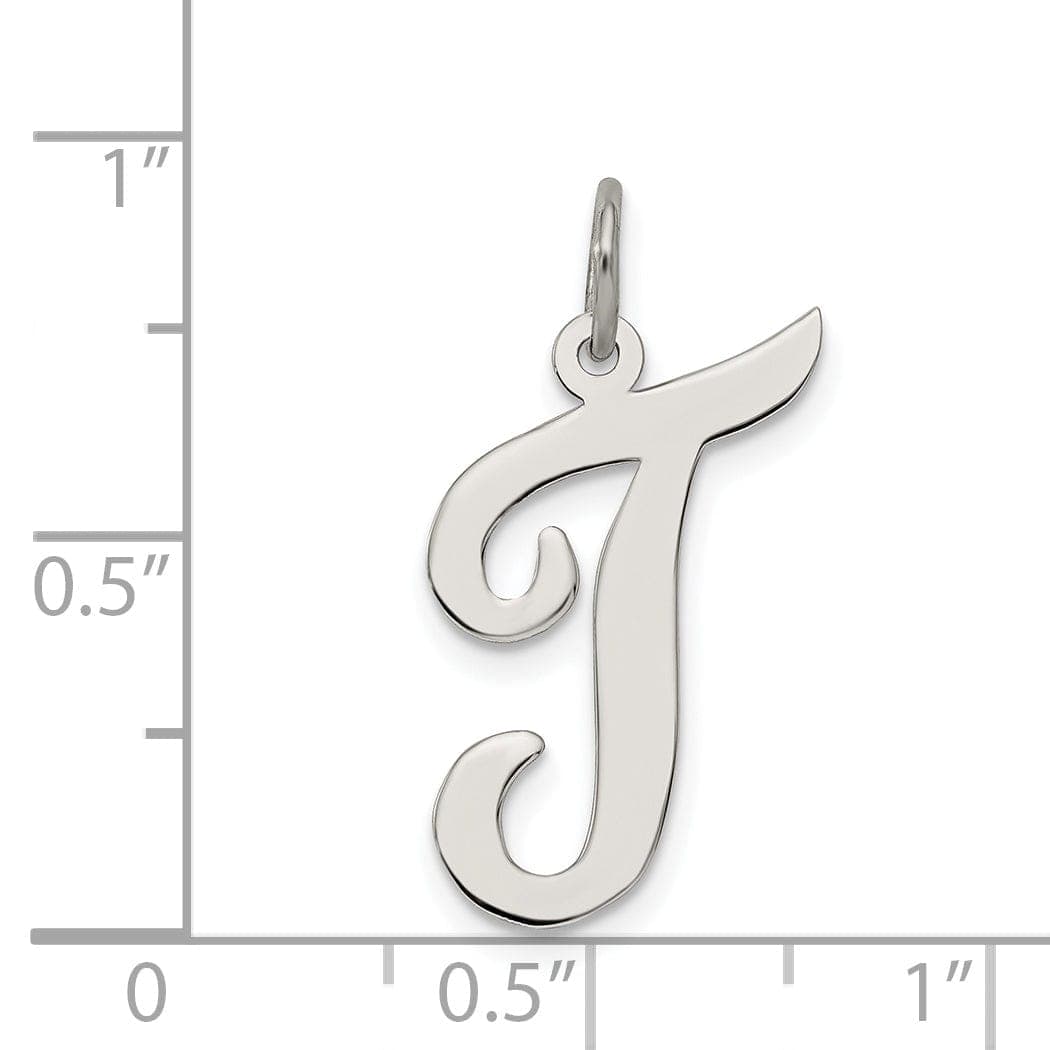 Lovely Rita's Pendants & Charms Sterling Silver Large Script Initial T Charm