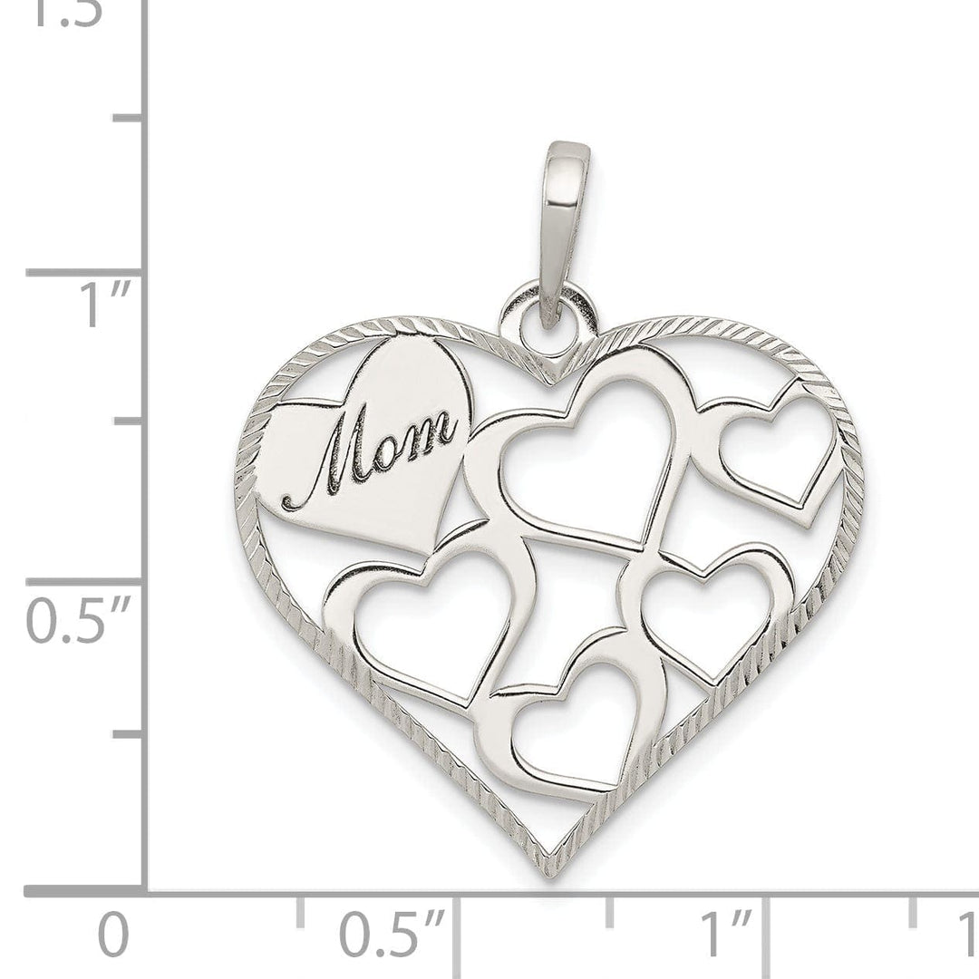 Lovely Rita's Pendants & Charms Sterling Silver Mom with Cut Out Hearts Pendant
