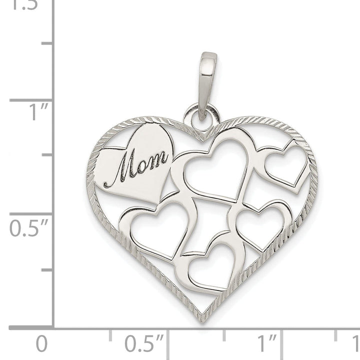 Lovely Rita's Pendants & Charms Sterling Silver Mom with Cut Out Hearts Pendant