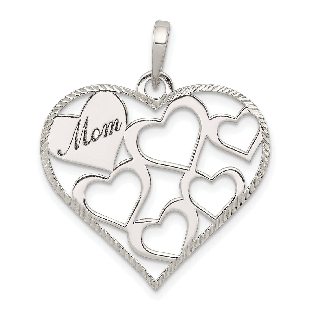 Lovely Rita's Pendants & Charms Sterling Silver Mom with Cut Out Hearts Pendant