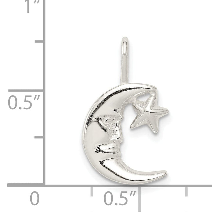 Lovely Rita's Pendants & Charms Sterling Silver Moon with Star Charm Pendant