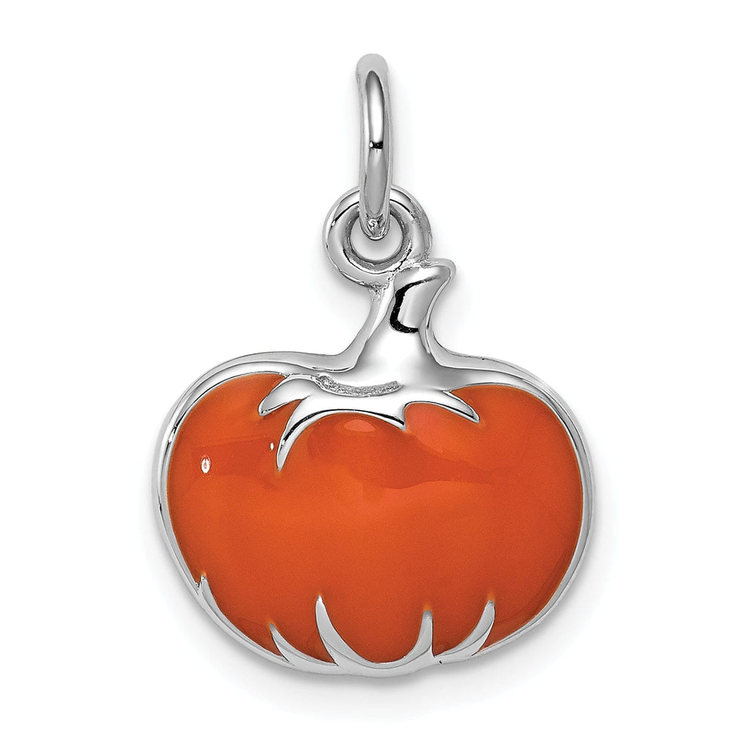 Lovely Rita's Pendants & Charms Sterling Silver Orange Enameled Pumpkin Pendant