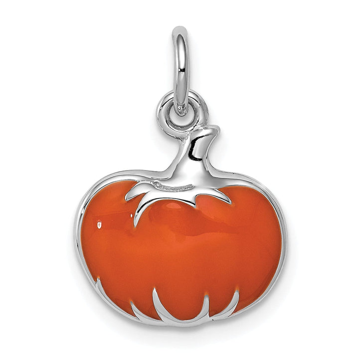 Lovely Rita's Pendants & Charms Sterling Silver Orange Enameled Pumpkin Pendant