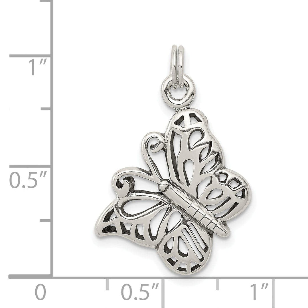 Lovely Rita's Pendants & Charms Sterling Silver Polish Antiqued Butterfly Charm