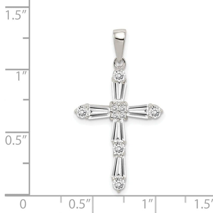 Lovely Rita's Pendants & Charms Sterling Silver Polish Finish C.Z Cross Pendant