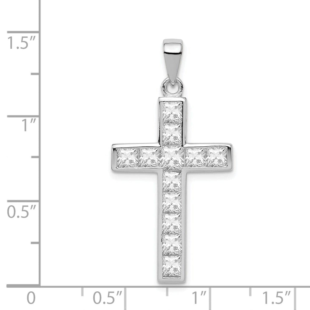 Lovely Rita's Pendants & Charms Sterling Silver Polish Finish C.Z Cross Pendant