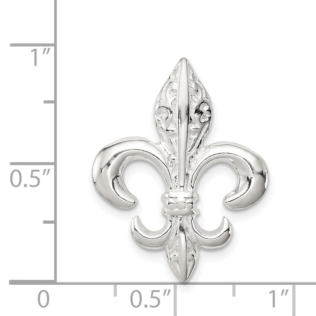 Lovely Rita's Pendants & Charms Sterling Silver Polish Fleur De Lis Slide Charm