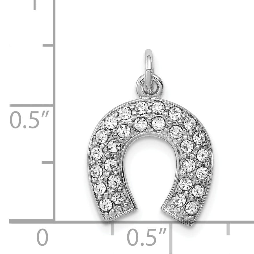 Lovely Rita's Pendants & Charms Sterling Silver Polish Horseshoe Crystal Charm
