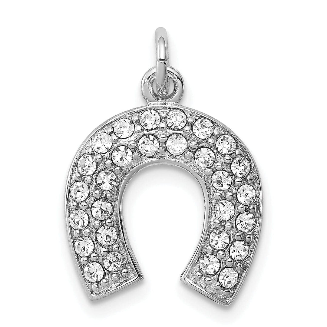 Lovely Rita's Pendants & Charms Sterling Silver Polish Horseshoe Crystal Charm