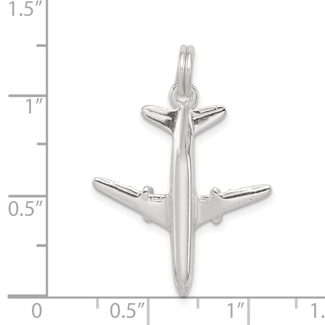 Lovely Rita's Pendants & Charms Sterling Silver Polished 3-D Airplane Pendant
