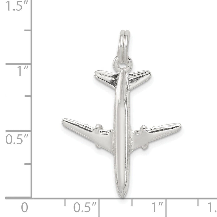 Lovely Rita's Pendants & Charms Sterling Silver Polished 3-D Airplane Pendant