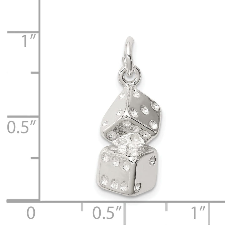 Lovely Rita's Pendants & Charms Sterling Silver Polished 3-D Large Dice Charm