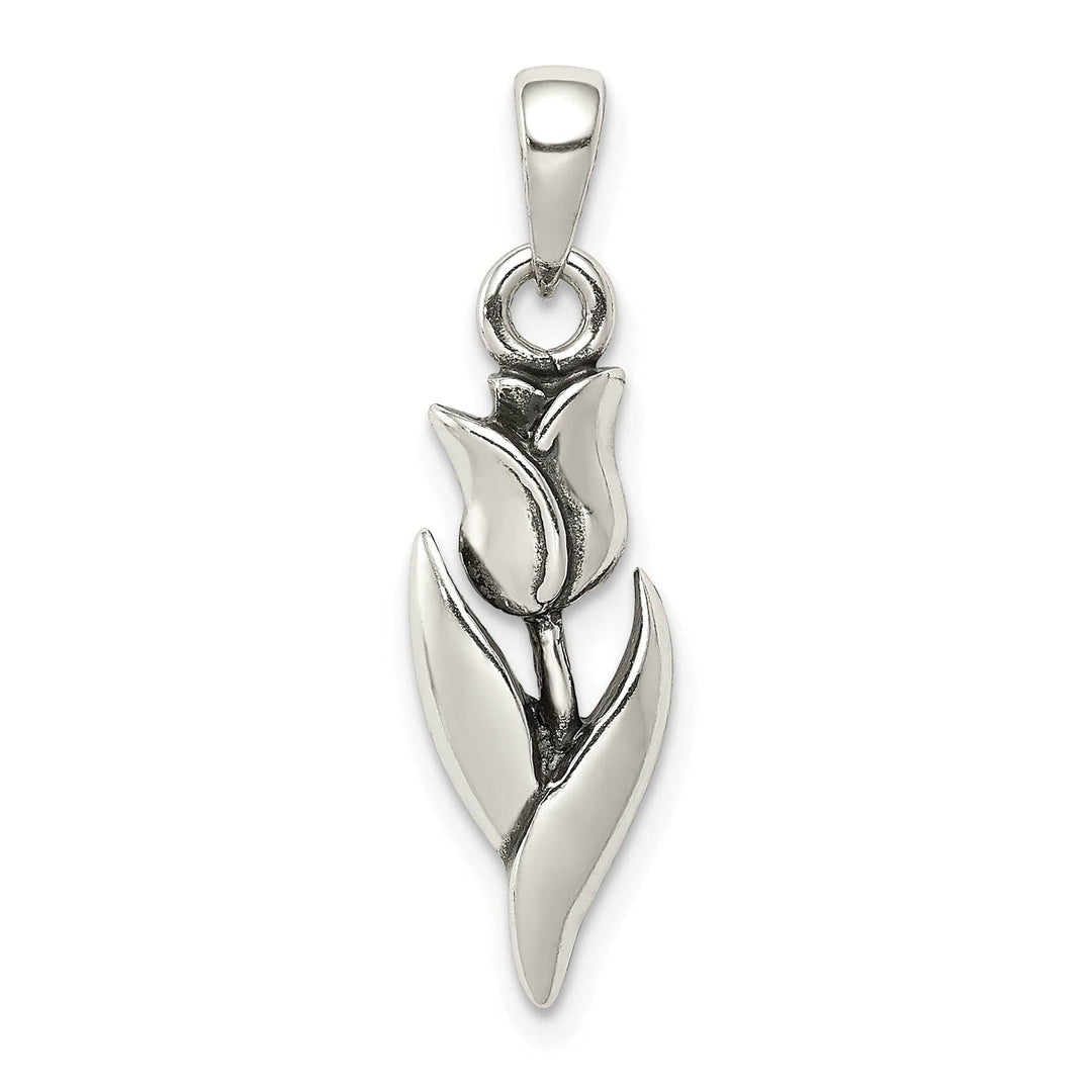 Lovely Rita's Pendants & Charms Sterling Silver Polished Antiqued Tulip Charm