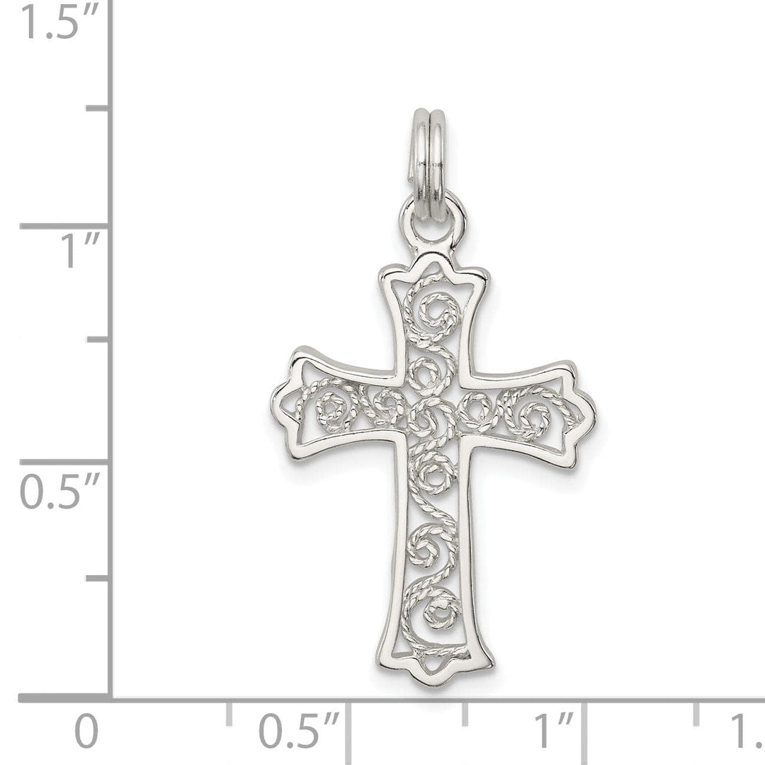 Lovely Rita's Pendants & Charms Sterling Silver Polished Budded Cross Pendant