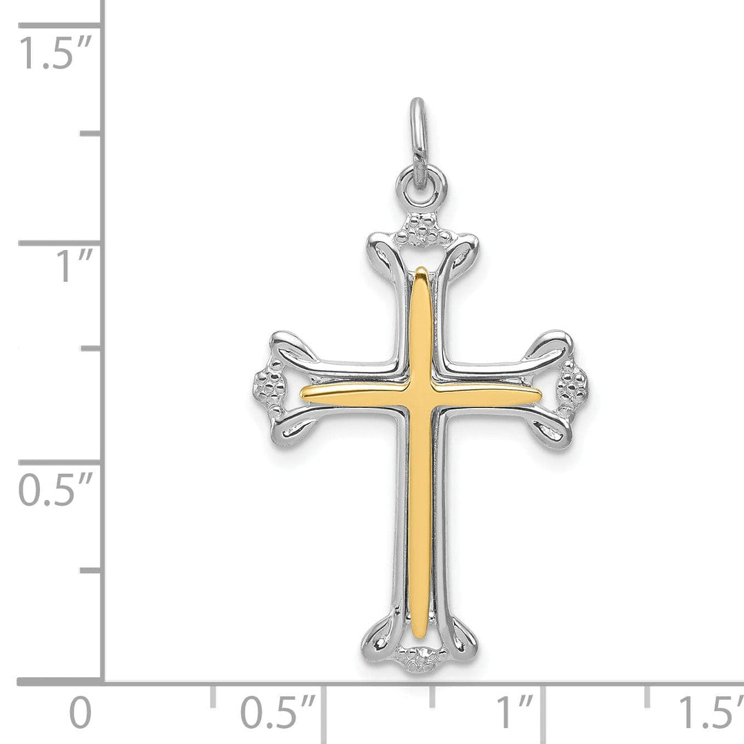 Lovely Rita's Pendants & Charms Sterling Silver Polished Budded Cross Pendant