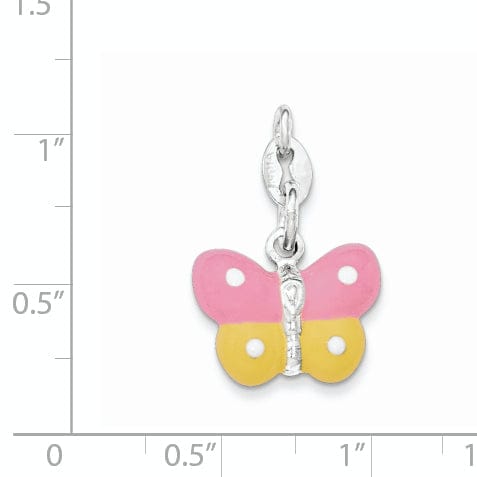 Lovely Rita's Pendants & Charms Sterling Silver Polished Enamel Butterfly Charm