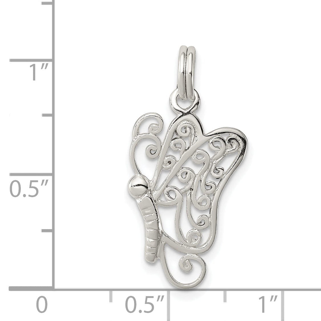 Lovely Rita's Pendants & Charms Sterling Silver Polished Finish Butterfly Charm