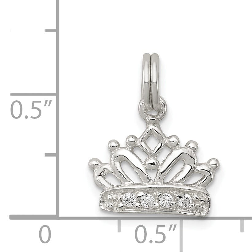 Lovely Rita's Pendants & Charms Sterling Silver Polished Finish C.Z Crown Charm