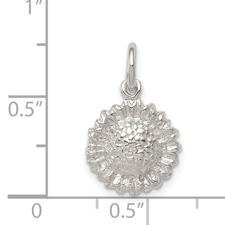 Lovely Rita's Pendants & Charms Sterling Silver Polished Finish Sunflower Charm