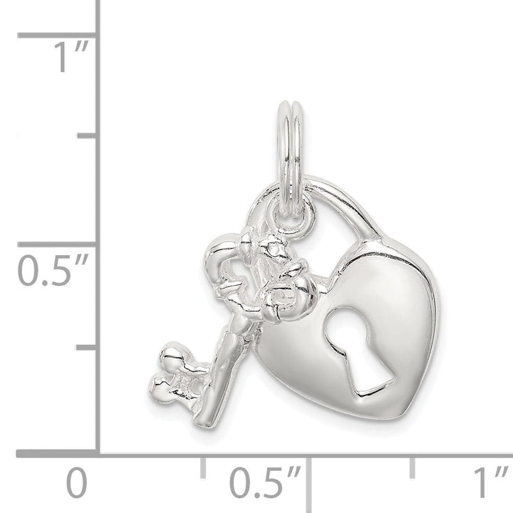 Lovely Rita's Pendants & Charms Sterling Silver Polished Heart and Key Pendant
