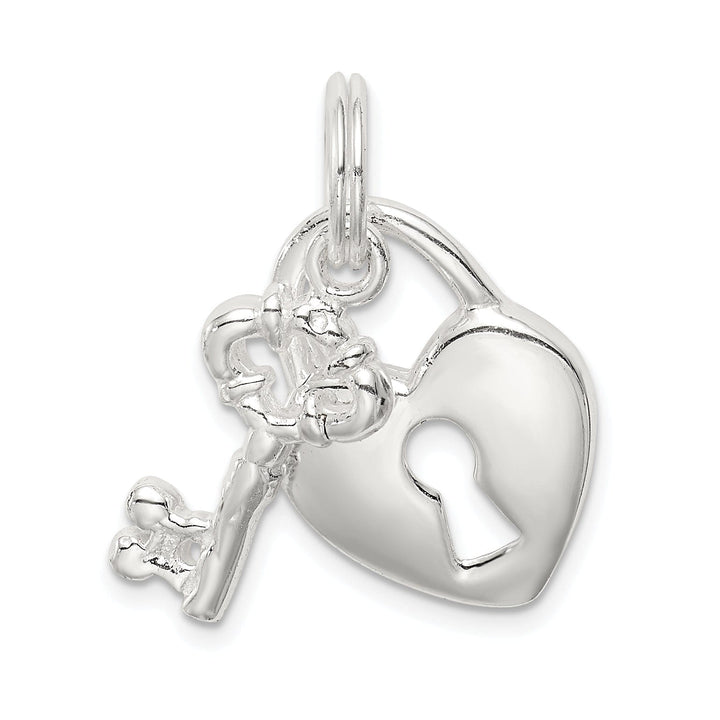 Lovely Rita's Pendants & Charms Sterling Silver Polished Heart and Key Pendant