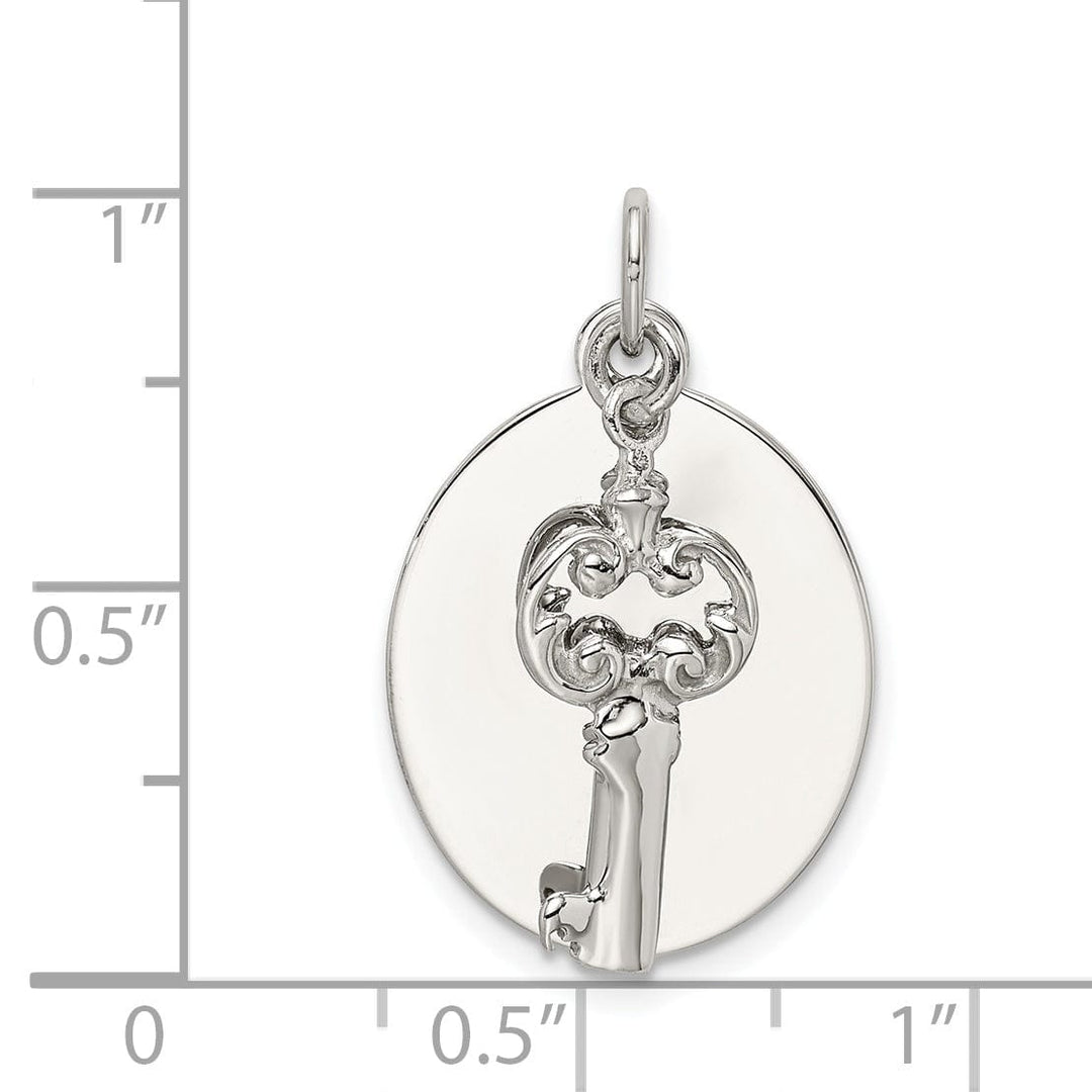 Lovely Rita's Pendants & Charms Sterling Silver Polished Oval with key Pendant