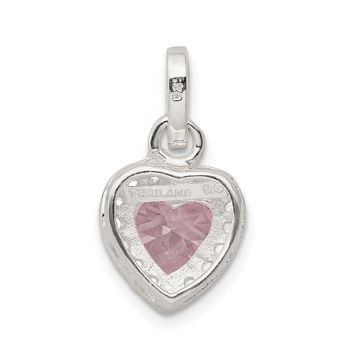 Lovely Rita's Pendants & Charms Sterling Silver Polished Pink CZ Heart Pendant