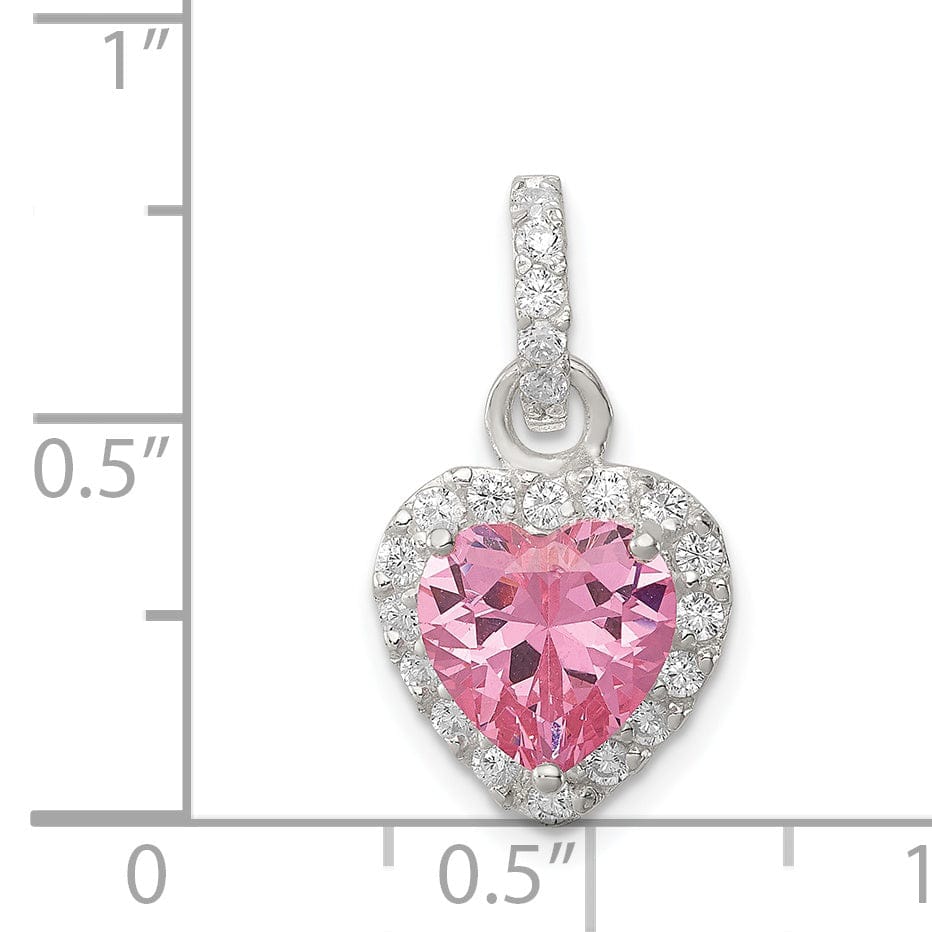 Lovely Rita's Pendants & Charms Sterling Silver Polished Pink CZ Heart Pendant
