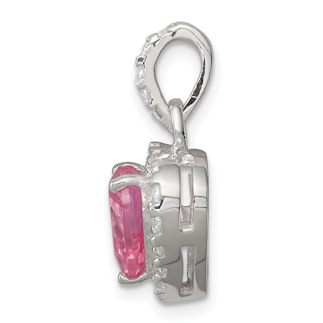 Lovely Rita's Pendants & Charms Sterling Silver Polished Pink CZ Heart Pendant