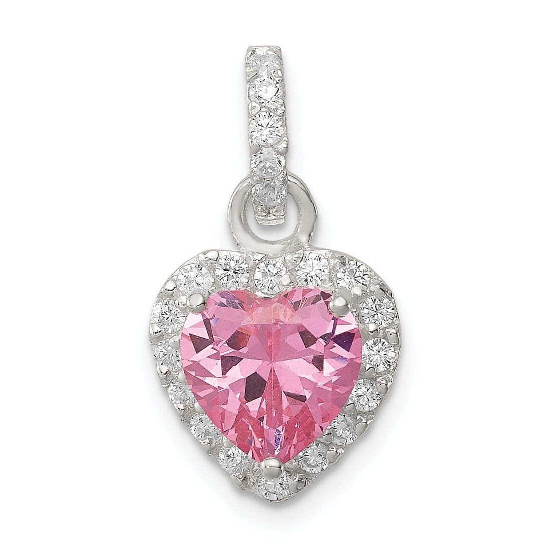 Lovely Rita's Pendants & Charms Sterling Silver Polished Pink CZ Heart Pendant