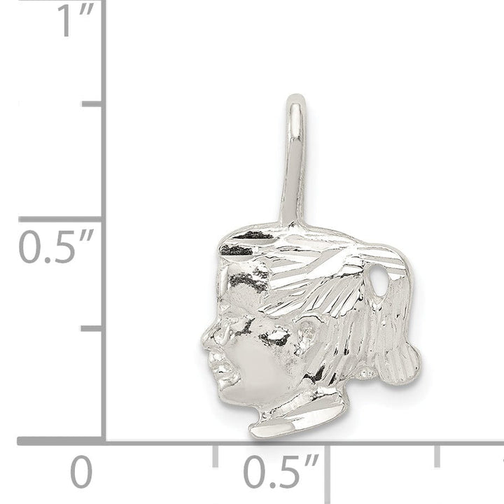 Lovely Rita's Pendants & Charms Sterling Silver Polished Satin Girl Head Charm