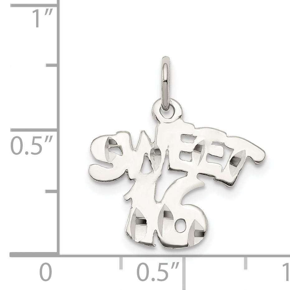 Lovely Rita's Pendants & Charms Sterling Silver Polished Sweet 16 Charm Pendant