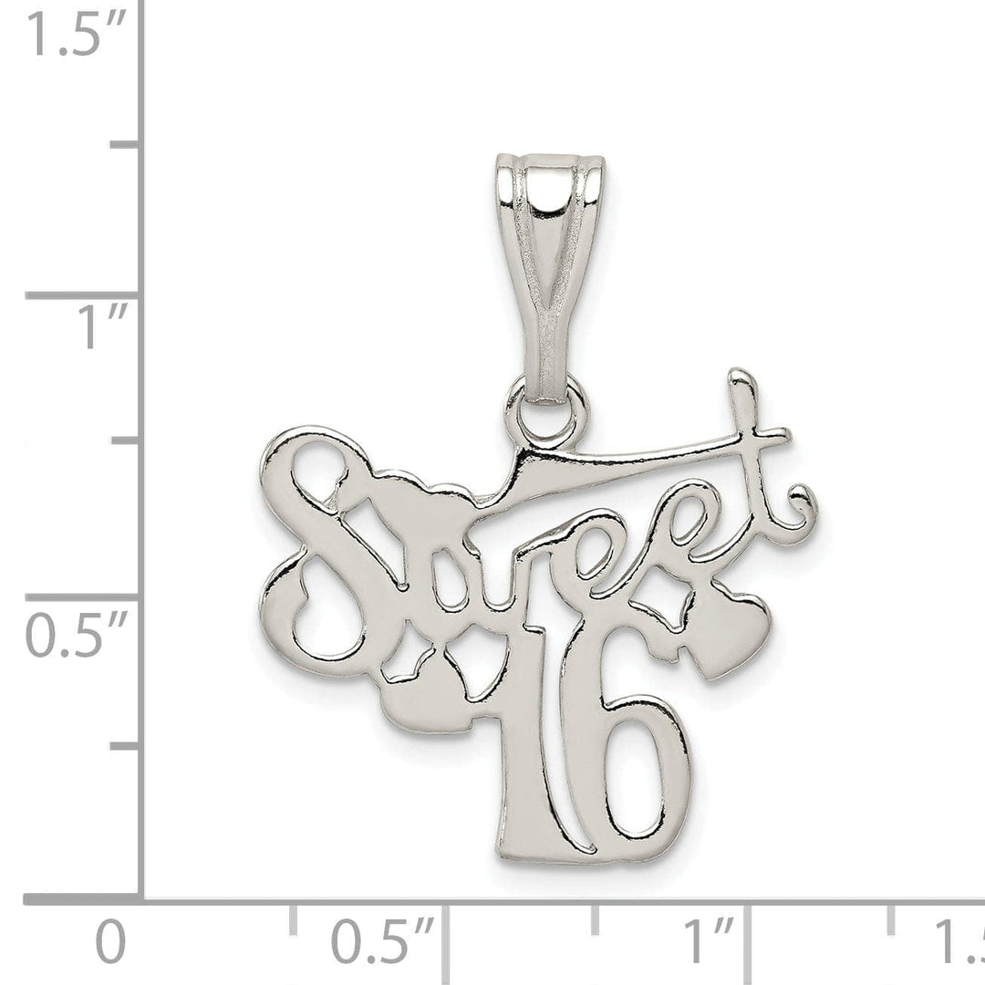 Lovely Rita's Pendants & Charms Sterling Silver Polished Sweet Sixteen Charm