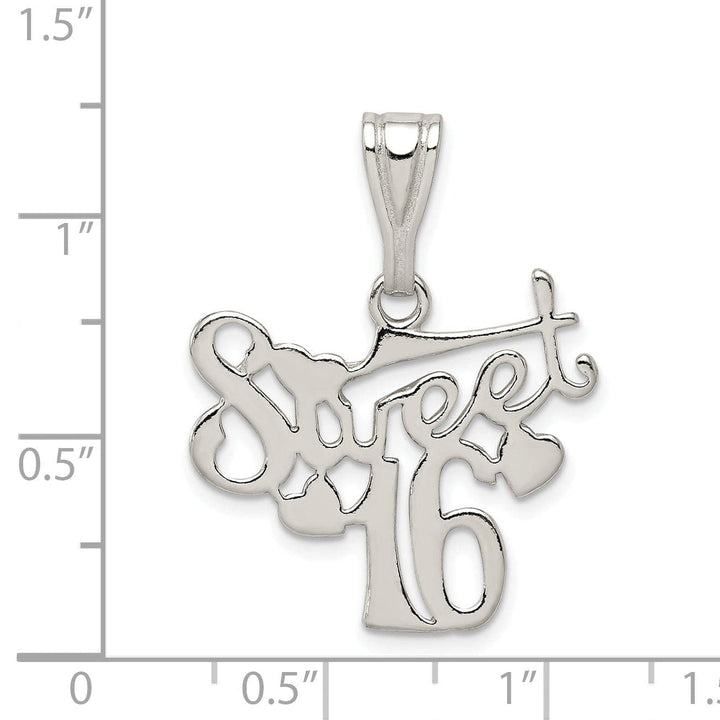 Lovely Rita's Pendants & Charms Sterling Silver Polished Sweet Sixteen Charm
