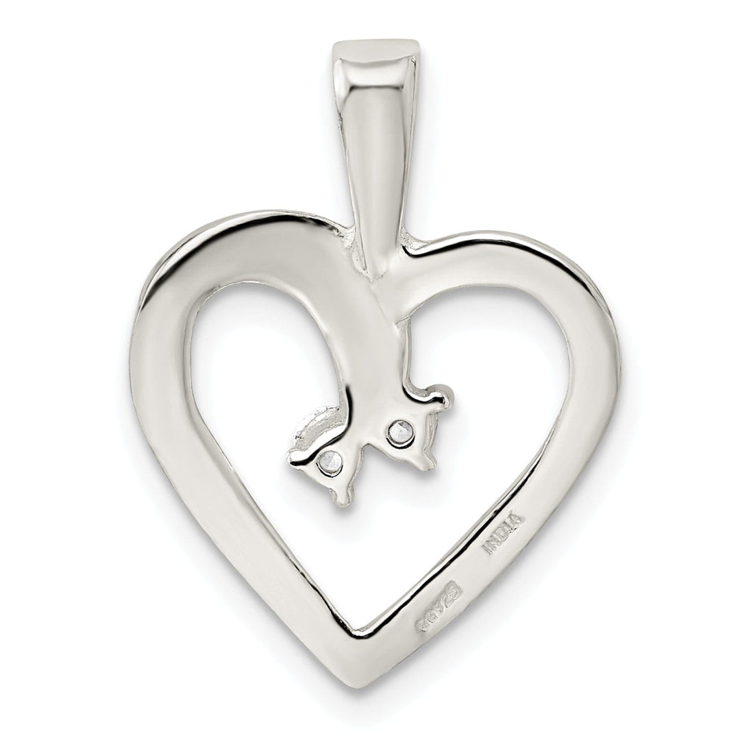 Lovely Rita's Pendants & Charms Sterling Silver Polished Two C.Z Heart Charm