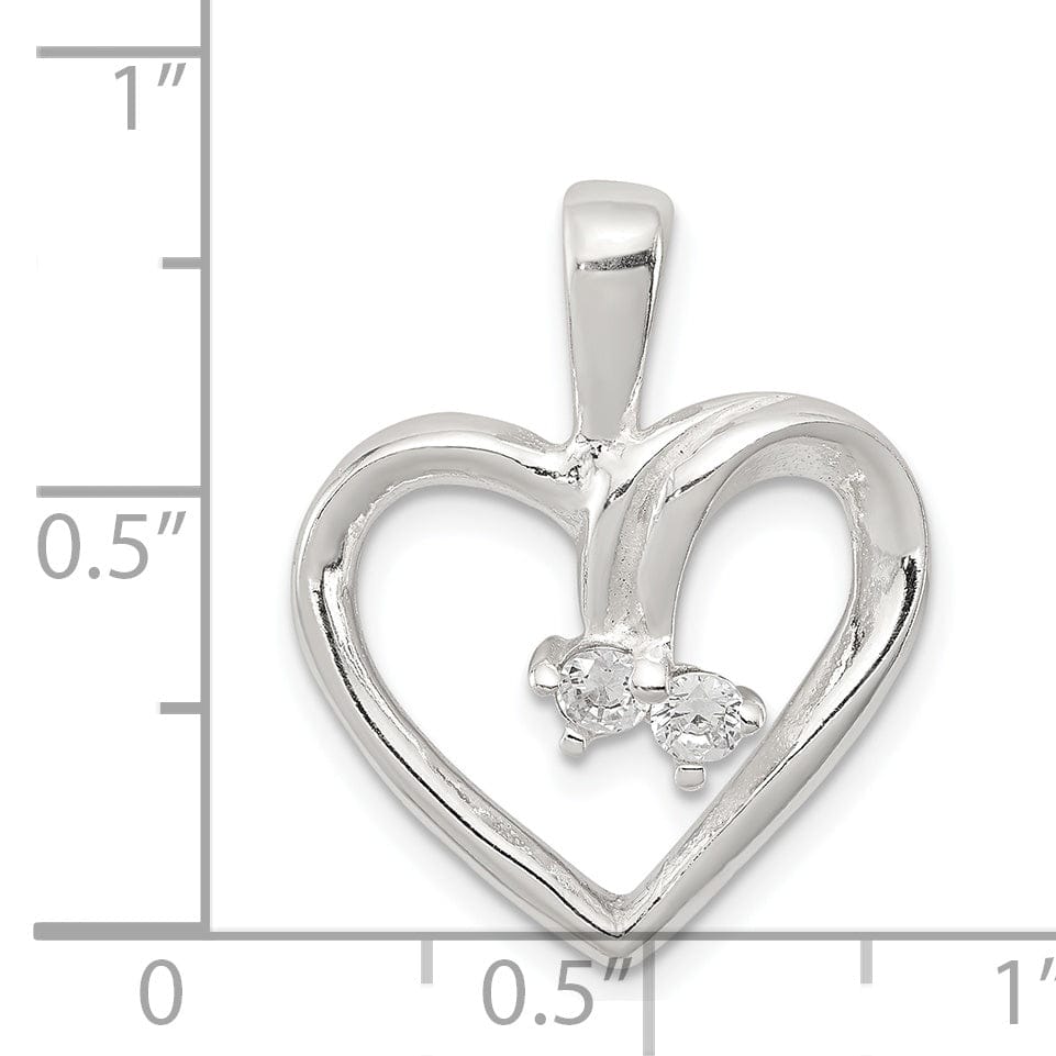 Lovely Rita's Pendants & Charms Sterling Silver Polished Two C.Z Heart Charm